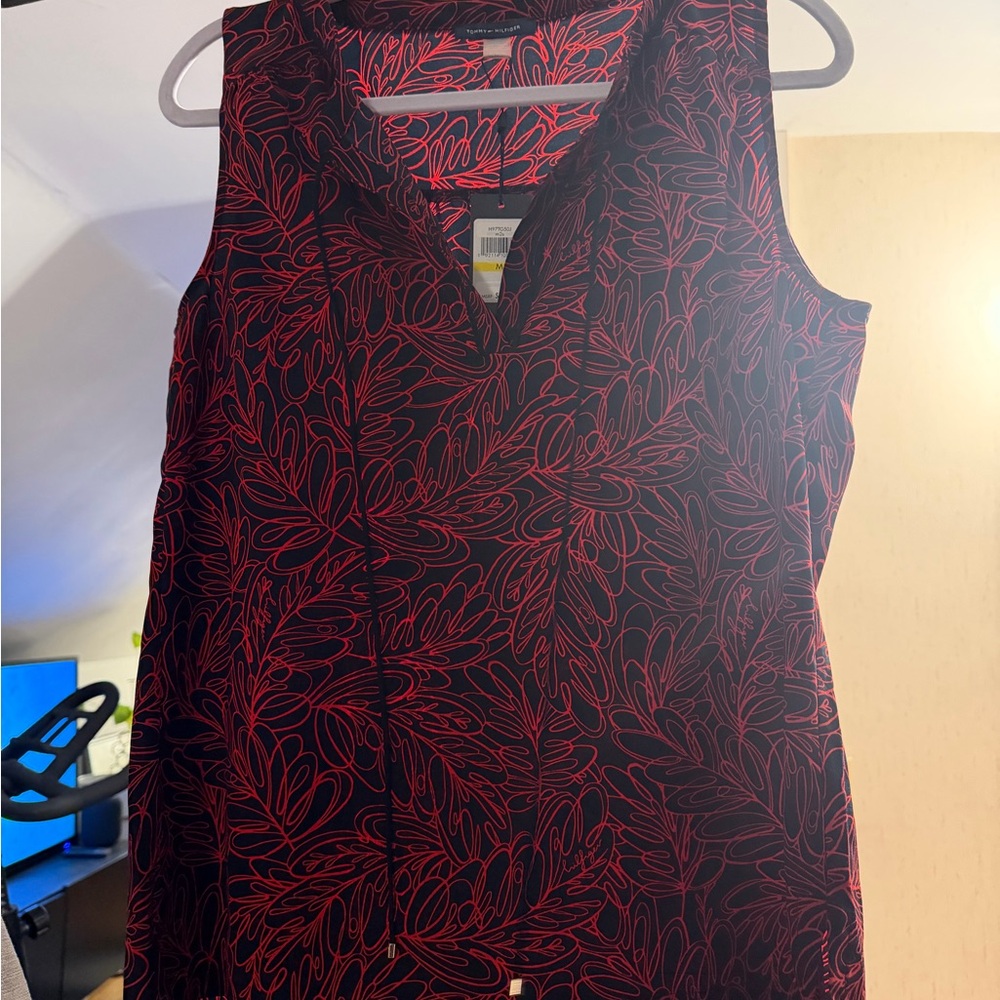 Tommy Hilfiger Navy and Red Patterned top